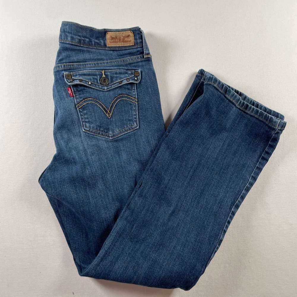 Levis 515 Bootcut‎ Jeans Womens 10S W30 L30 Medium Wash Blue Flap Pocket Denim